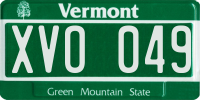 VT license plate XVO049