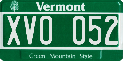 VT license plate XVO052