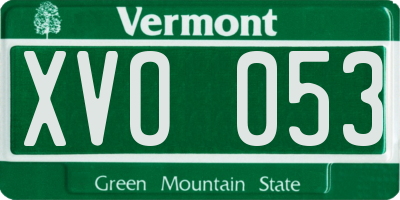 VT license plate XVO053