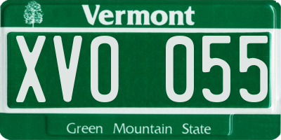 VT license plate XVO055
