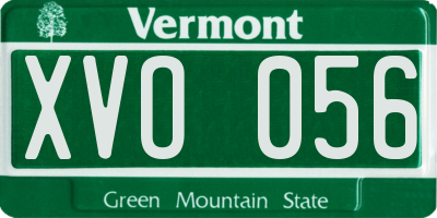 VT license plate XVO056