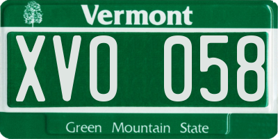 VT license plate XVO058