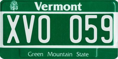 VT license plate XVO059