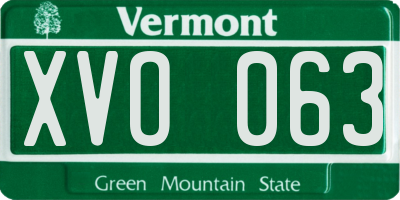 VT license plate XVO063