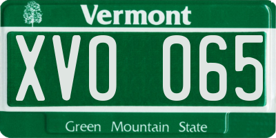 VT license plate XVO065