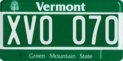 VT license plate XVO070