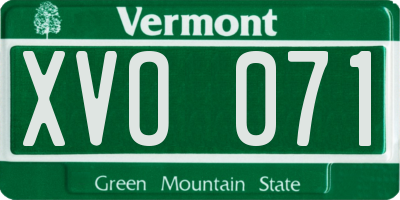 VT license plate XVO071