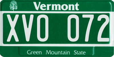 VT license plate XVO072