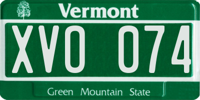 VT license plate XVO074