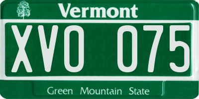 VT license plate XVO075