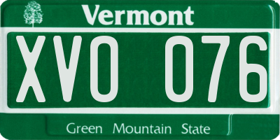 VT license plate XVO076