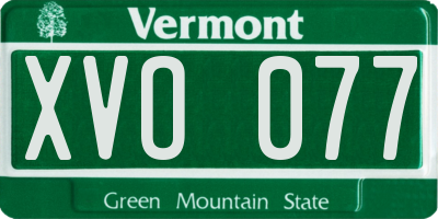VT license plate XVO077