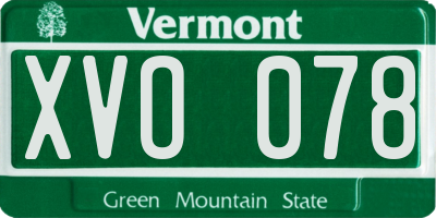 VT license plate XVO078
