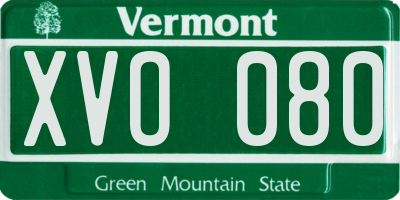 VT license plate XVO080