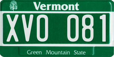 VT license plate XVO081