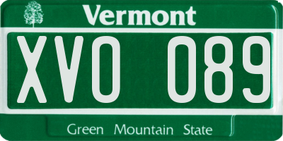 VT license plate XVO089