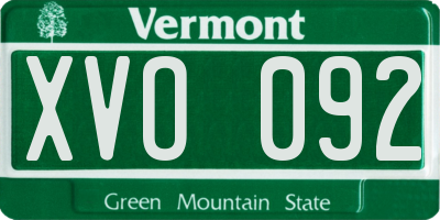 VT license plate XVO092