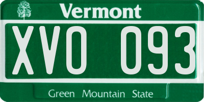 VT license plate XVO093