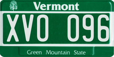 VT license plate XVO096