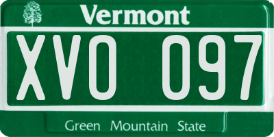 VT license plate XVO097