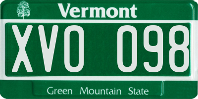 VT license plate XVO098