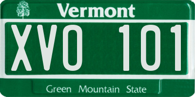VT license plate XVO101