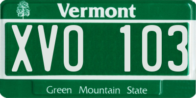 VT license plate XVO103