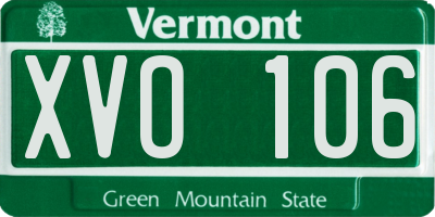 VT license plate XVO106