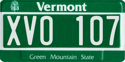 VT license plate XVO107