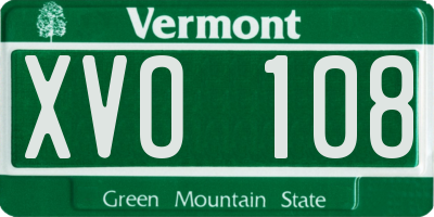 VT license plate XVO108