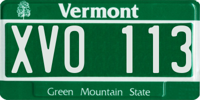 VT license plate XVO113