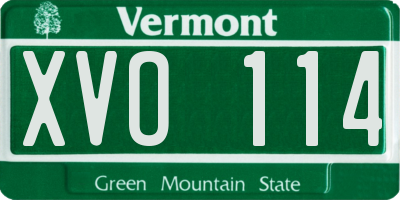 VT license plate XVO114