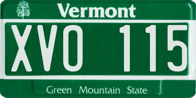 VT license plate XVO115