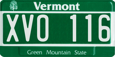 VT license plate XVO116