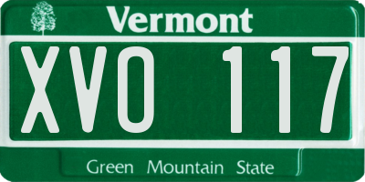 VT license plate XVO117