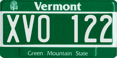 VT license plate XVO122