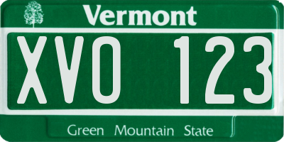 VT license plate XVO123