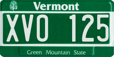 VT license plate XVO125