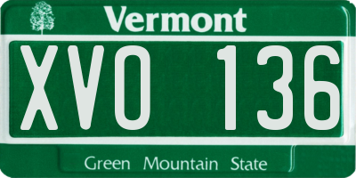 VT license plate XVO136
