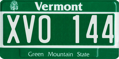 VT license plate XVO144