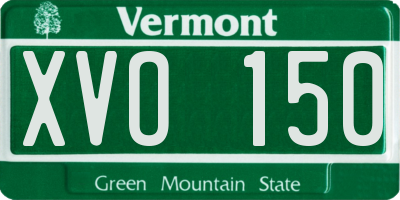 VT license plate XVO150