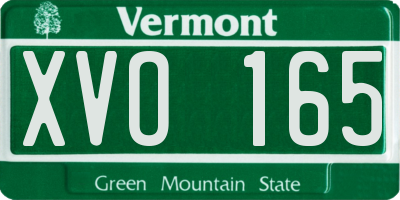 VT license plate XVO165