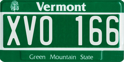 VT license plate XVO166