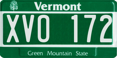 VT license plate XVO172