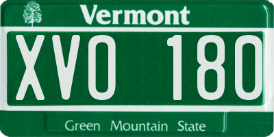 VT license plate XVO180