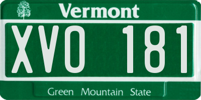 VT license plate XVO181