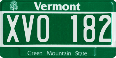 VT license plate XVO182