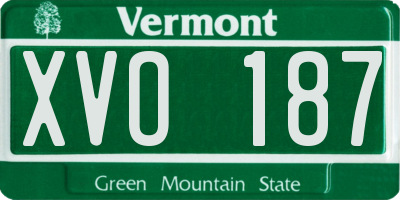 VT license plate XVO187