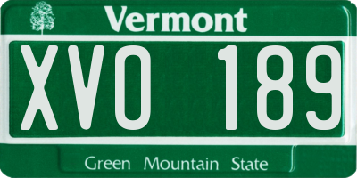 VT license plate XVO189