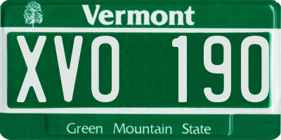 VT license plate XVO190